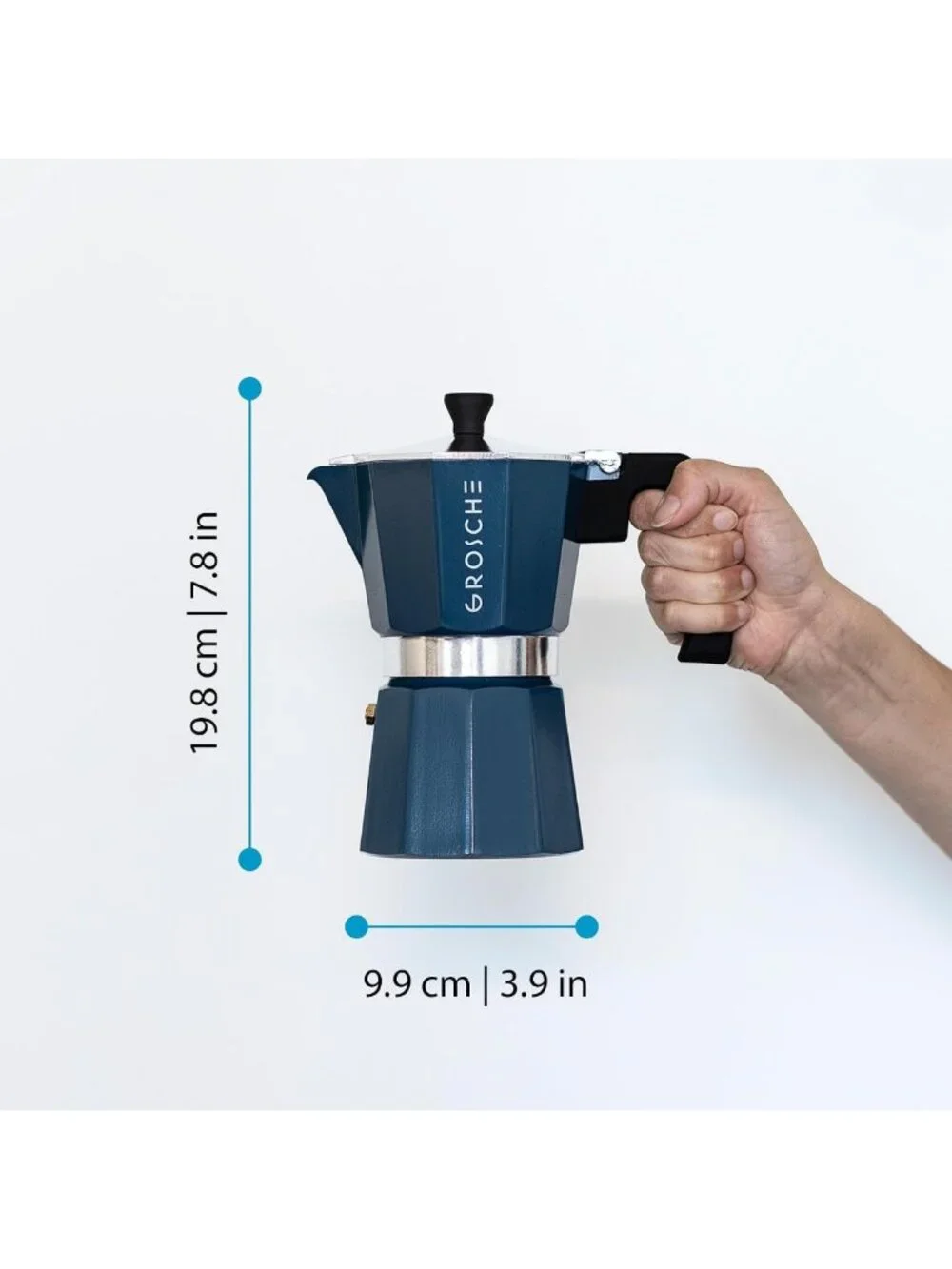 Stylish Stovetop Espresso Maker Moka Pot - 6 Cup, 9.3 oz, Blue Coffee Percolator